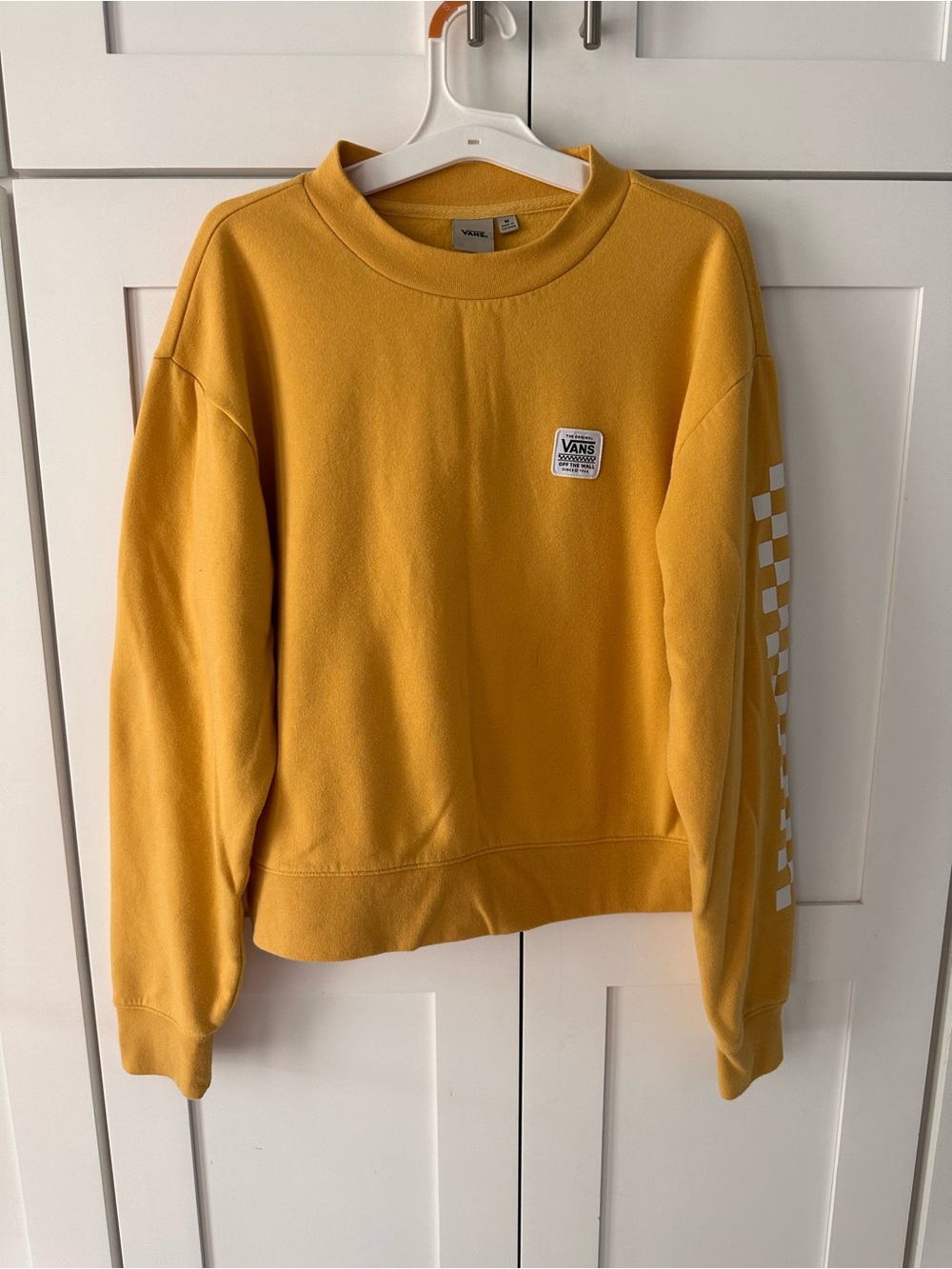 Vans Women's Golden Yellow Crewneck with Checker Sleeve